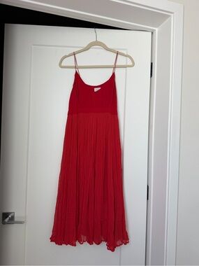 Anthropologie Red Midi Slip Dress